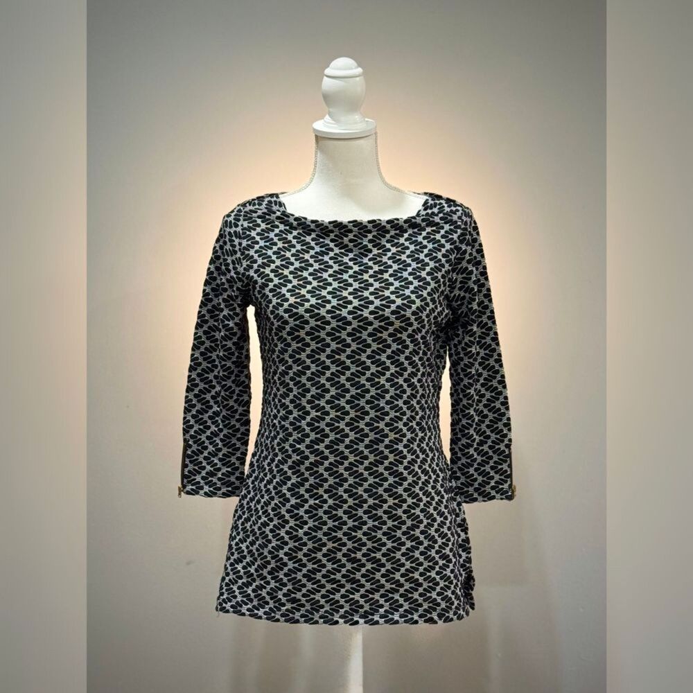 B/W Kim Rogers Patterned Boatneck Top Size S EUC